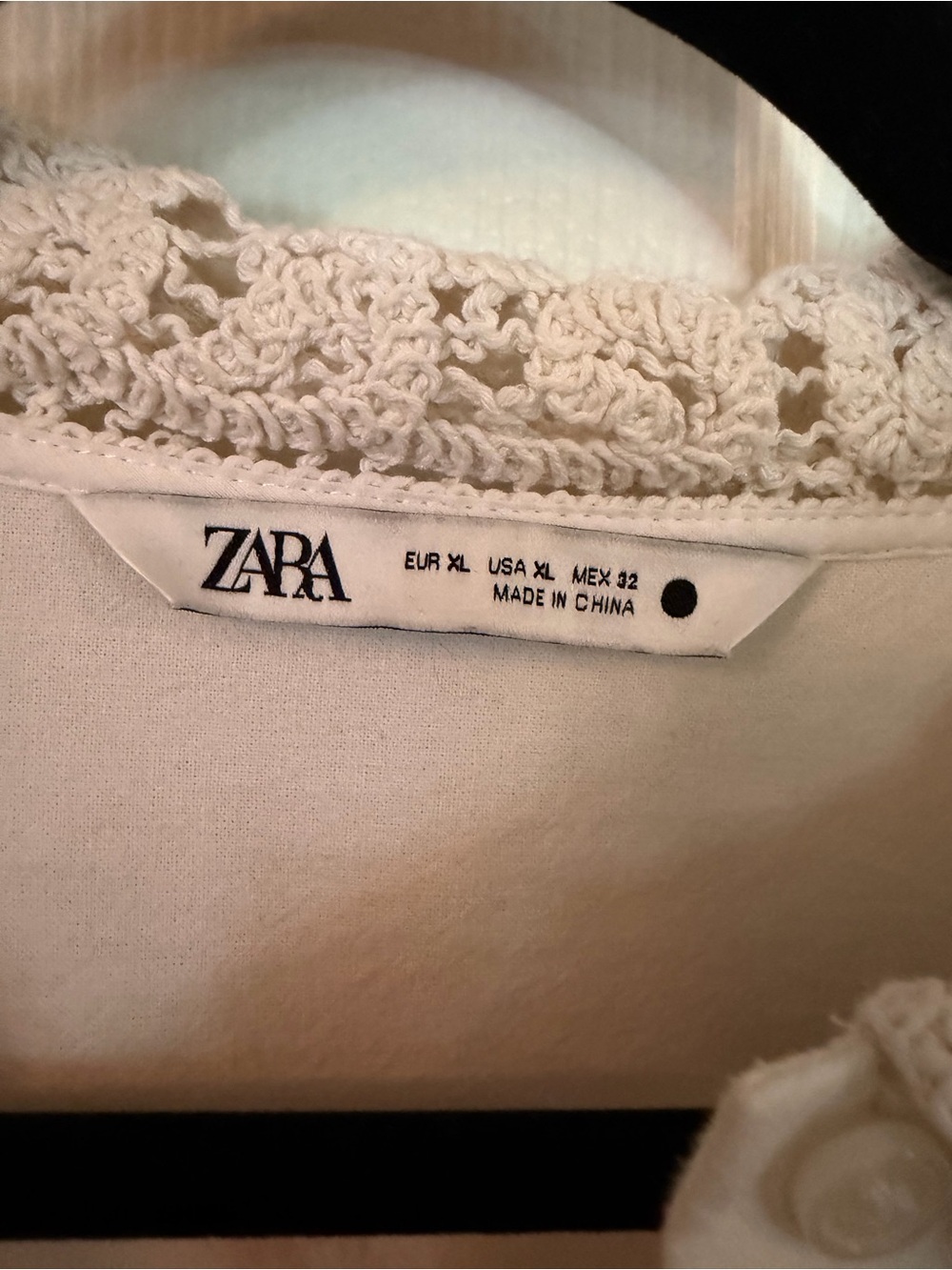 Zara Cream Lace-Trim Button-Front Blouse - Picture 2 of 3